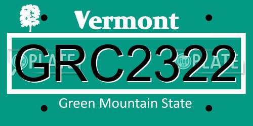 GRC2322 Vermont License Plate