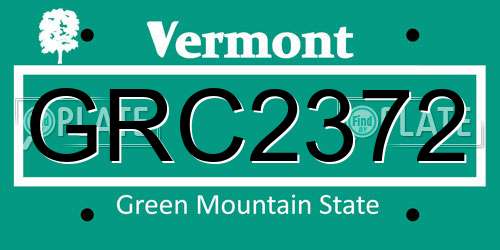 GRC2372 Vermont License Plate