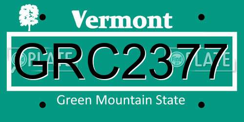 GRC2377 Vermont License Plate