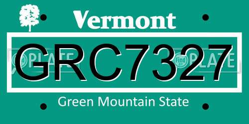 GRC7327 Vermont License Plate