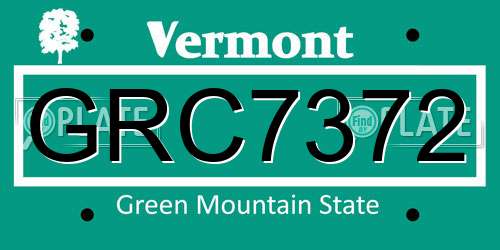 GRC7372 Vermont License Plate