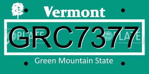 GRC7377 Vermont License Plate