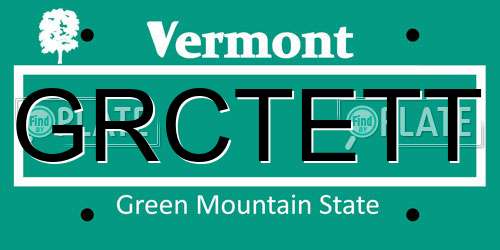 GRCTETT Vermont License Plate