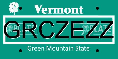 GRCZEZZ Vermont License Plate