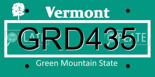 GRD435 Vermont License Plate