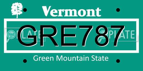 GRE787 Vermont License Plate
