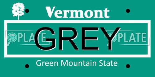 GREY Vermont License Plate