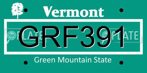 GRF391 Vermont License Plate