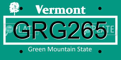 GRG265 Vermont License Plate