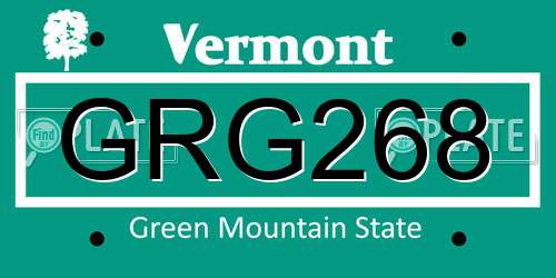 GRG268 Vermont License Plate