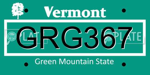 GRG367 Vermont License Plate
