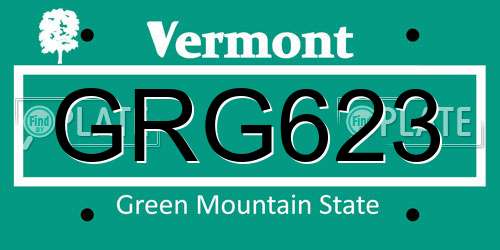 GRG623 Vermont License Plate