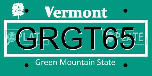 GRGT65 Vermont License Plate