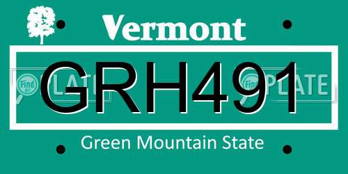GRH491 Vermont License Plate