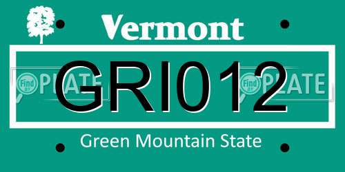 GRI012 Vermont License Plate