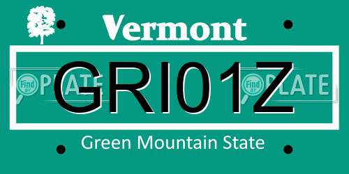 GRI01Z Vermont License Plate