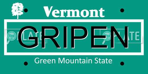 GRIPEN Vermont License Plate