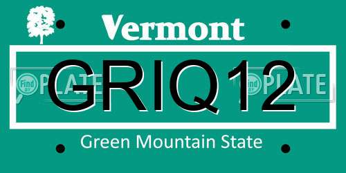 GRIQ12 Vermont License Plate