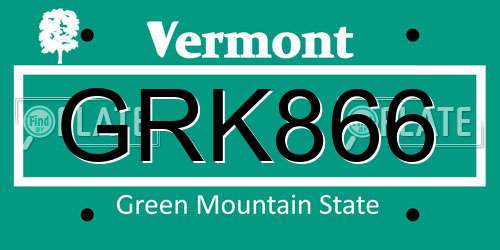 GRK866 Vermont License Plate