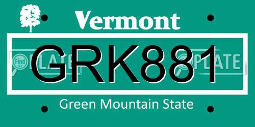 GRK881 Vermont License Plate