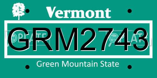 GRM2743 Vermont License Plate