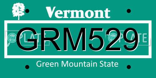 GRM529 Vermont License Plate