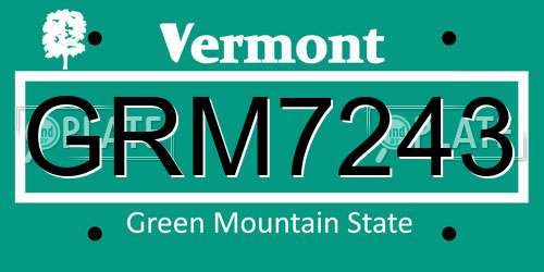 GRM7243 Vermont License Plate