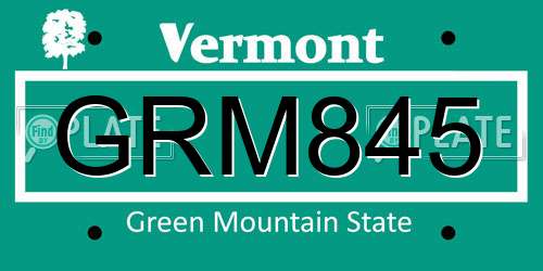GRM845 Vermont License Plate