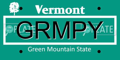 GRMPY Vermont License Plate