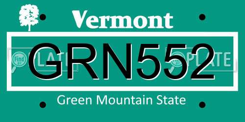 GRN552 Vermont License Plate