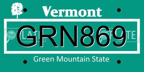 GRN869 Vermont License Plate