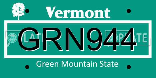 GRN944 Vermont License Plate