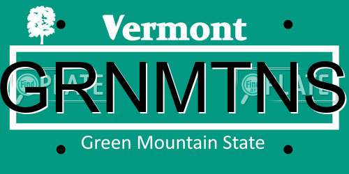 GRNMTNS Vermont License Plate