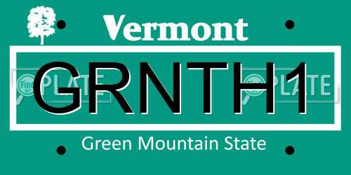 GRNTH1 Vermont License Plate