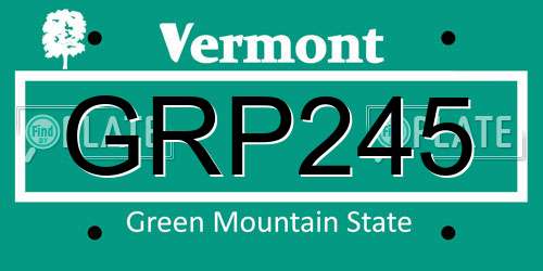 GRP245 Vermont License Plate