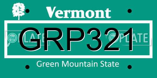 GRP321 Vermont License Plate