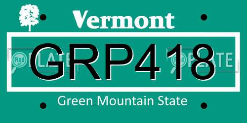 GRP418 Vermont License Plate