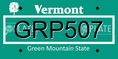 GRP507 Vermont License Plate