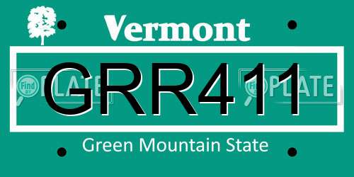 GRR411 Vermont License Plate