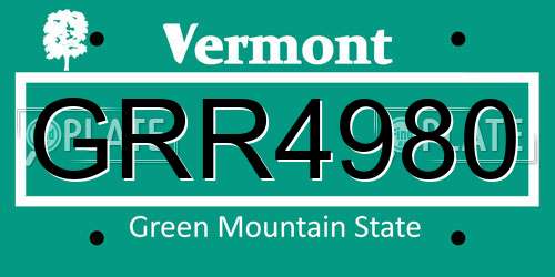 GRR4980 Vermont License Plate
