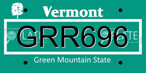 GRR696 Vermont License Plate