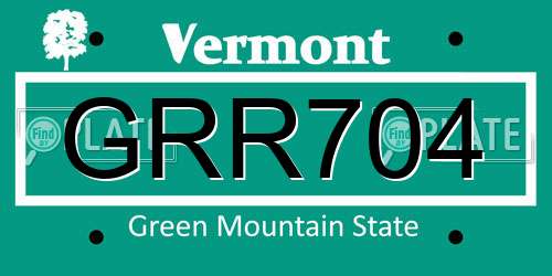 GRR704 Vermont License Plate