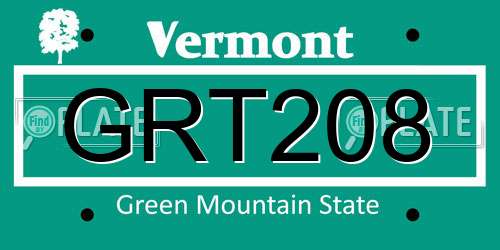 GRT208 Vermont License Plate