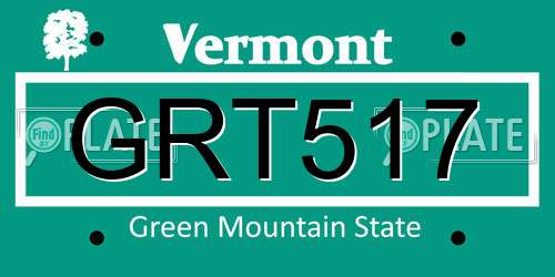 GRT517 Vermont License Plate
