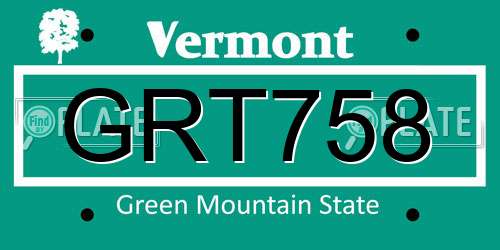 GRT758 Vermont License Plate