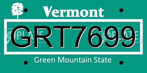 GRT7699 Vermont License Plate