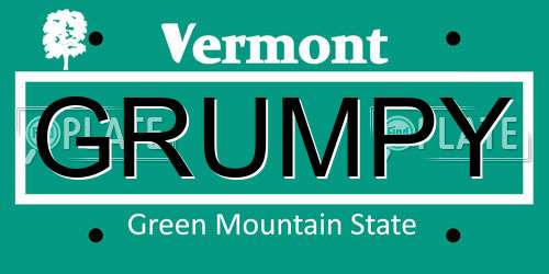 GRUMPY Vermont License Plate