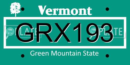 GRX193 Vermont License Plate
