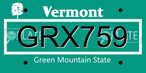 GRX759 Vermont License Plate