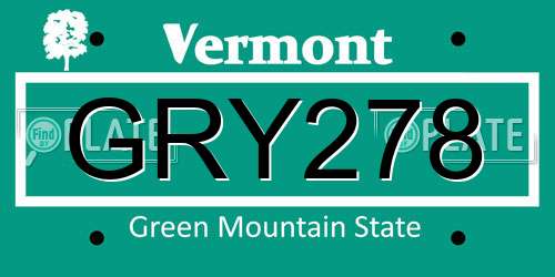 GRY278 Vermont License Plate
